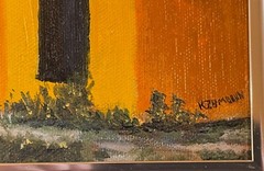 Original Painting Bonaire Obelisk By Karen Zumbrun Oil on Board Framed 10×14″