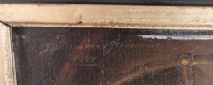 Antique Signed Painting. Genre scene. Oil painting on wood panel. XIX