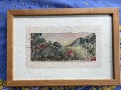 Original Landscape Watercolor Painting Framed Deckled Edge Panoramic Signed