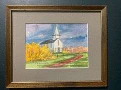 Original Signed Framed Watercolor “Church” Massachusetts Artist M. D. Plummer