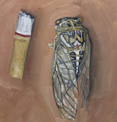 Original Oil Painting Plein Aire Modern Art, Framed Cicada Painting, 11×14″