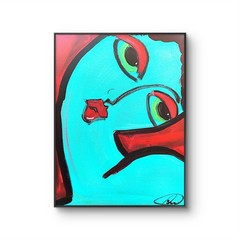 Original art 14 X 11 The Kiss Colorful Modern Art Acrylic Painting on Canvas