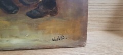 Original Figurative oil on canvas unframed dutch school by Vd Vlies