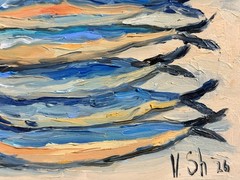 Sardine Original Oil Painting Fish Seafood Art Sardine Still life Kitchen Signed