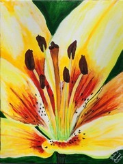 OOAK 2026 Painting „YELLOW TIGERLILY“ 12″X16″ Acrylic on Stretched Canvas Signed