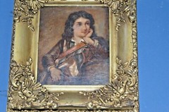 Antique 19th Century Gilt / Gesso Framed Miniature, Oil On Wood Panel, c1870