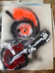 Painting art new Ody West “Guitarist” graffit acrylic spray paint original 22×28