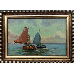 Sailboat Original Oil Painting 6×4 Framed Signed Nautical Seascape Marine Art