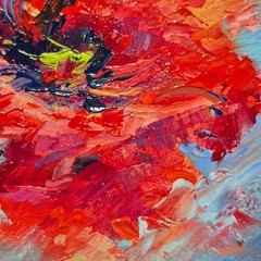 Original autographed oil painting in a frame. Poppy. Impressionism. 4×4 inc