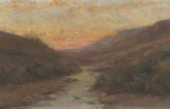 Painting Manfred Lindemann Drum? Landscape Study Oil on Painting Board Circa 1900