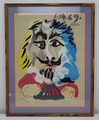 Pablo Picasso Musketeer Signed VTG Lithograph Numbered Art Framed Matted Train