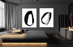 Set of 2. Original Paintings. Acrylic Ink on Paper. Modern art. 21Inx29In.