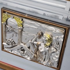 VTG Creazioni Artistiche Young Woman Eating Grapes 3D Framed Mirror 23.5 x 28.5″