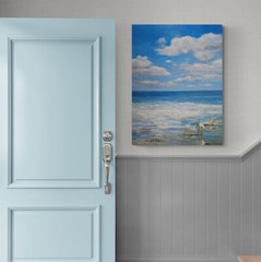 Large Original Ocean Beach Painting On Canvas by Kanayo Ede