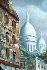 Henri Rogers (French, 20C), VTG Original Textured O/C „Montmartre Hills, Paris“