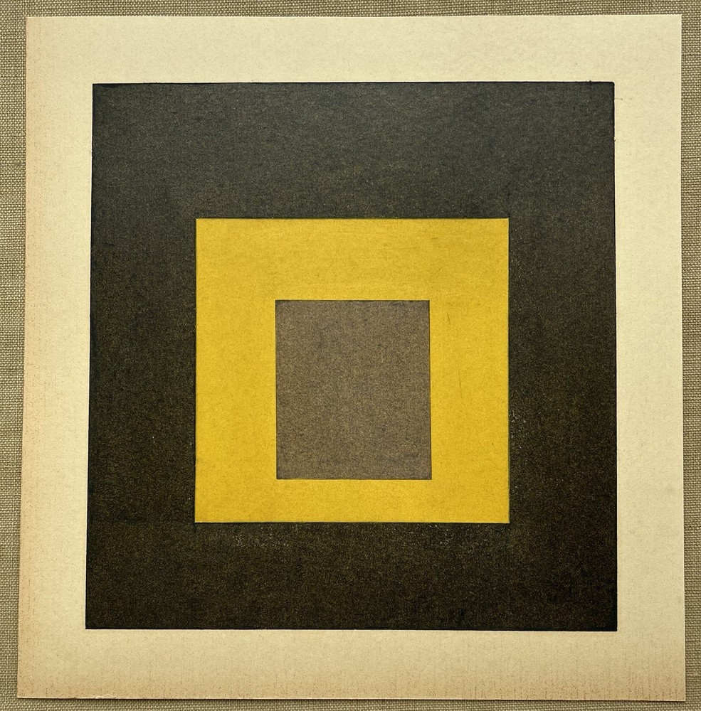 Original Vintage Abstract Minimalist Geometric Painting Oil On Paper Minimalist