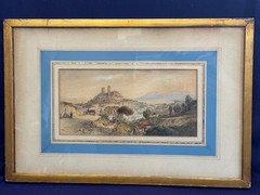 ANTIQUE 19C BRITISH SCHOOL WATERCOLOR PAINTING CANNES FRANCE ACKERMANN GALLERY
