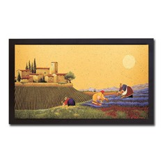 Black Floater-Framed Hillside Flowers by Herrero Canvas Artwork (20 in x 38 in)