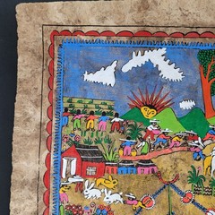2 Original Amate Mexican Bark Paintings 39cmx59cm from Guerrero Mexico