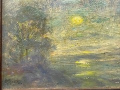 Signed Miniature Impressionist Oil Painting Of A Moonlit Lagoon