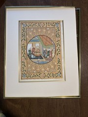 Persian Miniature Hand Painted Acrylic on Silk King’s Court FABRIC ONLY -READ