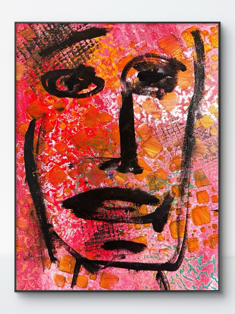 SAMATOWIC Original Abstract Expressionism Face11x14 Colorful Signed Fine Art 306