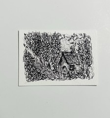 ACEO Original Pen And Ink Lanscape Nature Sketch Drawing Miniature Art