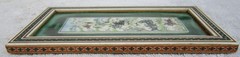 Vintage FAKHRE EMAMI Miniature PAINTING On Bone MARQUETRY FRAME Persian Scene