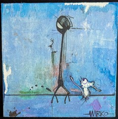 „Go Away Kid“ Character Painting Outsider Pop Surreal Art | 6″x6″ RMarko