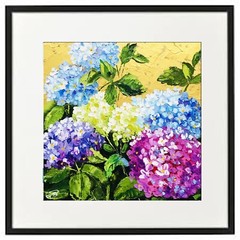 Original Hydrangea Painting Impasto Oil Artwork Flower Gift Wall Art 8 x 8 in