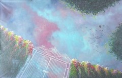 PAINTING ORIGINAL Sofa-sized Steven Graff birds sky „Gateway“ 47×72 ships rolled