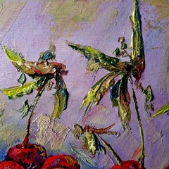 Pomegranate Impasto Painting Original Art Impression Oil Painting 16 x 12 in