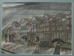 Signed Original Watercolor Still Life Painting A Raining Day Ruth Ecccles 1990s