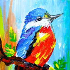 ACEO Original Birds Animals Nature Acrylic Mini Pop Art Card Hand Painting NEW