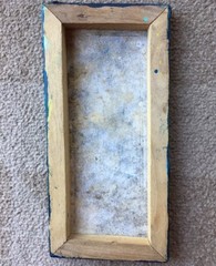 Minature Folk Peruvian Painting On Stretched Animal Hide. Bright Mid Century Mod