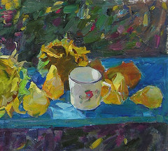 Oil painting Sunflowers Ukrainian painter Canvas Unframed original landscape