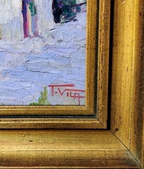 Tomas Vila Puigdemon (1952): WINDMILL IN SPANISH VILLAGE, original oil painting
