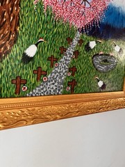 Framed Original Red-Crowned Crane Landscape Acrylic Canvas Painting Wall Art