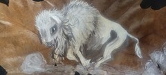Native American Buffalo Leaf Painting Unique Folk Art One of A Kind