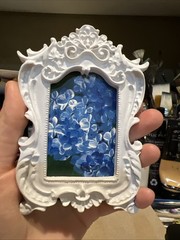 Abstract hydrangea ,flowers,original miniature Painting,small,mini,framed