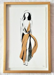 MARMONT HILL V-NECK ORIGINAL FRAMED PAINTING SIGNED GRACE
