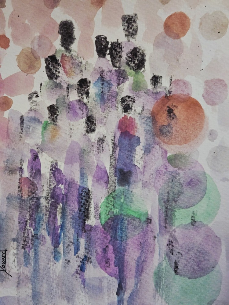 ORIGINAL African American Urban Watercolor painting „Generations 6“