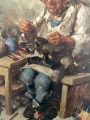 Vintage Italian Genre Oil Painting of a Cobbler Carl Ciappa