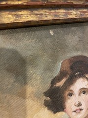 Vintage Framed Oil Painting Boy and Rabbit 9.5 x 12″ Antique Gallery Wall