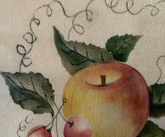 Vintage Folk Art Theorem Painting Fruit Apple Still Life Old Sturbridge Village