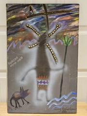 Vintage 1985 CRAIG ROBERTSON „Amazon Stick Man“ 3D Oil Painting on Canvas 20×13