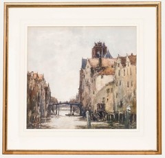 George Graham (1881-1949) – 1913 Watercolour, A River in Dordrecht