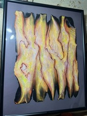 Huge Vivian Fishbone „Abstract Composition“ Mixed Media Painting- Signed/Framed
