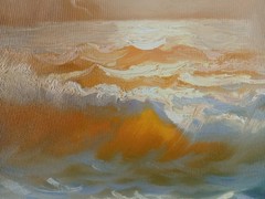 Original Ocean Sunrise Oil Painting 16×20 Coastal Seascape Waves Signed