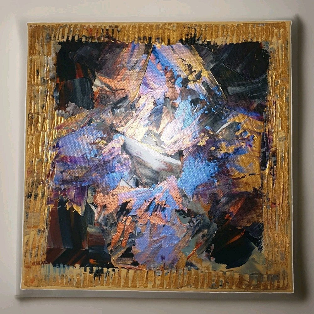 Original Abstract Acrylic Painting (See Video) On Canvas Colorful Vibrant 12×12